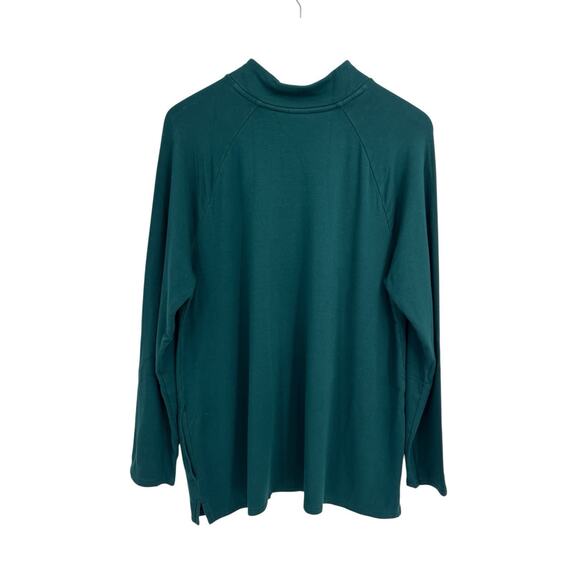Chicos Green Button Mock Neck Sweatshirt Large (2) - Picture 2 of 4